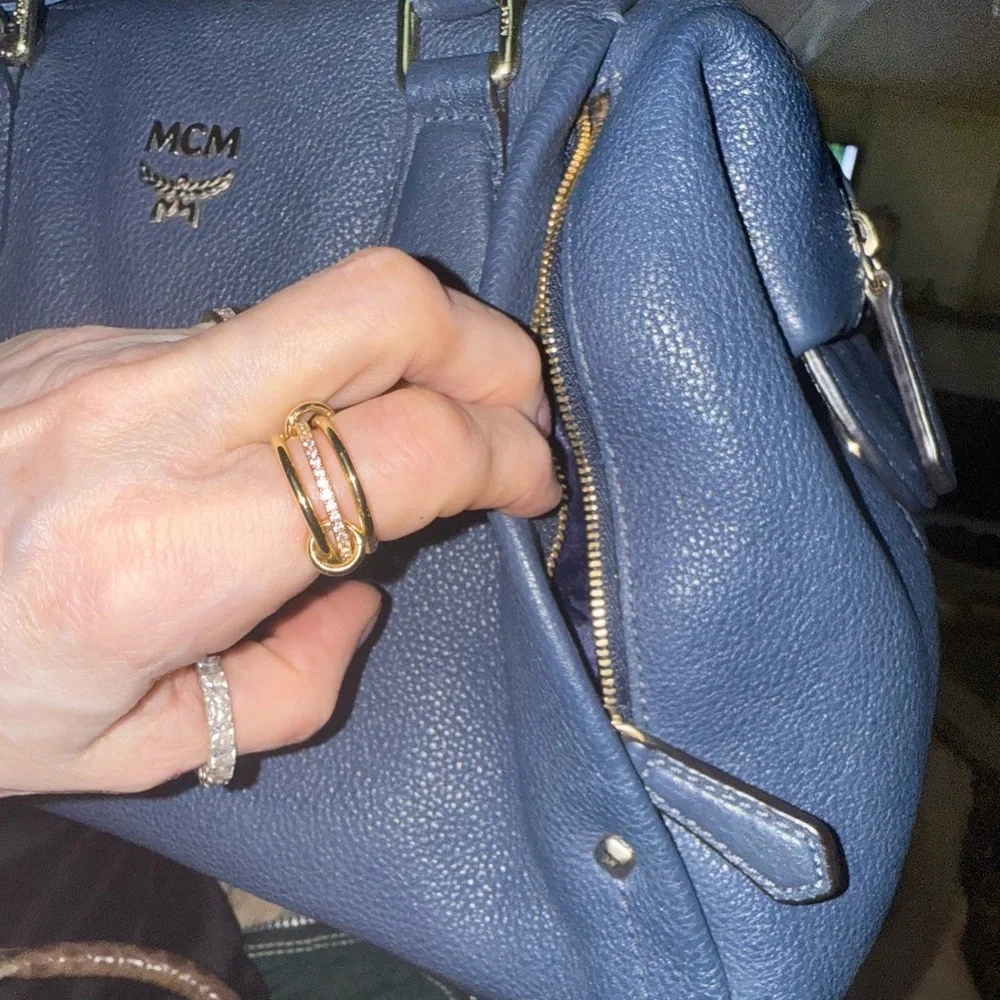 MCM Navy Leather Satchel - Picture 2 of 13